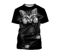 JIFENLI Hombre 3D Estampado Camiseta Moda De Verano Diversión Animal Camisetas Gráficas De Gatos Hombre Funny Hip Hop Harajuku Camisetas Estampadas Tops con Cuello En O