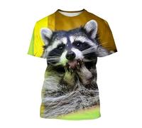 JIFENLI Hombre 3D Estampado Camiseta Moda Lindo Animal Mapache Camisetas con Impresión 3D Verano Hombres Mujeres Camiseta De Manga Corta Camiseta De Gran Tamaño Harajuku Tops Ropa