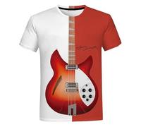 JIFENLI Hombre 3D Estampado Camiseta Música Guitarra Camiseta Impresión 3D Verano Hombres Mujeres Unisex Camisetas con Cuello O Casual Camisetas De Manga Corta Ropa De Moda De Gran Tamaño