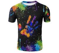 JIFENLI Hombre 3D Estampado Camiseta Summer Inkjet Black Palm Graffiti Camiseta Unisex Con Estampado 3D Cuello Redondo Manga Corta Para Hombre Sudadera Holgada Elástica De Media Manga Top De Gran Tama