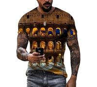 JIFENLI Hombre 3D Estampado Camiseta Verano Diseño Exclusivo Coliseo Romano Camisetas Gráficas Hombre Moda Casual Estampado Civilización Sitio Patrón Manga Corta