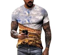 JIFENLI Hombre 3D Estampado Camiseta Verano Diseño Exclusivo Coliseo Romano Camisetas Gráficas Hombre Moda Casual Estampado Civilización Sitio Patrón Manga Corta