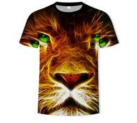 JIFENLI Hombre 3D Estampado Camiseta Verano León Tigre Animal Impresión Digital 3D Camiseta Cuello Redondo Manga Corta Suelta Elástica Media Manga Sudadera De Secado Rápido Top De Gran Tamaño