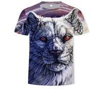 JIFENLI Hombre 3D Estampado Camiseta Verano León Tigre Animal Impresión Digital 3D Camiseta Cuello Redondo Manga Corta Suelta Elástica Media Manga Sudadera De Secado Rápido Top De Gran Tamaño