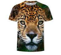 JIFENLI Hombre 3D Estampado Camiseta Verano León Tigre Animal Impresión Digital 3D Camiseta Cuello Redondo Manga Corta Suelta Elástica Media Manga Sudadera De Secado Rápido Top De Gran Tamaño