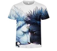 JIFENLI Hombre 3D Estampado Camiseta Verano León Tigre Animal Impresión Digital 3D Camiseta Cuello Redondo Manga Corta Suelta Elástica Media Manga Sudadera De Secado Rápido Top De Gran Tamaño