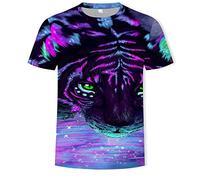 JIFENLI Hombre 3D Estampado Camiseta Verano León Tigre Animal Impresión Digital 3D Camiseta Cuello Redondo Manga Corta Suelta Elástica Media Manga Sudadera De Secado Rápido Top De Gran Tamaño