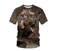 JIFENLI Hombre 3D Estampado Camiseta Verano Selva Conejo Ciervo Jabalí Camuflaje Animal Al Aire Libre Unisex Impresión Digital 3D Camiseta Cuello Redondo Hombres Suelta Manga Corta Casual Deportes Med