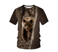 JIFENLI Hombre 3D Estampado Camiseta Verano Selva Conejo Ciervo Jabalí Camuflaje Animal Al Aire Libre Unisex Impresión Digital 3D Camiseta Cuello Redondo Hombres Suelta Manga Corta Casual Deportes Med
