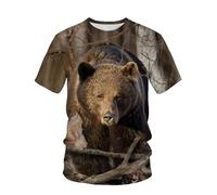 JIFENLI Hombre 3D Estampado Camiseta Verano Selva Conejo Ciervo Jabalí Camuflaje Animal Al Aire Libre Unisex Impresión Digital 3D Camiseta Cuello Redondo Hombres Suelta Manga Corta Casual Deportes Med