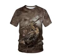 JIFENLI Hombre 3D Estampado Camiseta Verano Selva Conejo Ciervo Jabalí Camuflaje Animal Al Aire Libre Unisex Impresión Digital 3D Camiseta Cuello Redondo Hombres Suelta Manga Corta Casual Deportes Med