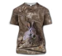 JIFENLI Hombre 3D Estampado Camiseta Verano Selva Conejo Ciervo Jabalí Camuflaje Animal Al Aire Libre Unisex Impresión Digital 3D Camiseta Cuello Redondo Hombres Suelta Manga Corta Casual Deportes Med