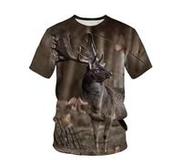 JIFENLI Hombre 3D Estampado Camiseta Verano Selva Conejo Ciervo Jabalí Camuflaje Animal Al Aire Libre Unisex Impresión Digital 3D Camiseta Cuello Redondo Hombres Suelta Manga Corta Casual Deportes Med