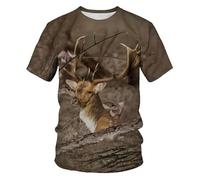 JIFENLI Hombre 3D Estampado Camiseta Verano Selva Conejo Ciervo Jabalí Camuflaje Animal Al Aire Libre Unisex Impresión Digital 3D Camiseta Cuello Redondo Hombres Suelta Manga Corta Casual Deportes Med
