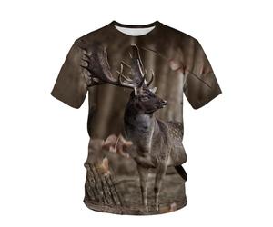 JIFENLI Hombre 3D Estampado Camiseta Verano Selva Conejo Ciervo Jabalí Camuflaje Animal Al Aire Libre Unisex Impresión Digital 3D Camiseta Cuello Redondo Hombres Suelta Manga Corta Casual Deportes Med