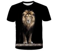 JIFENLI Hombre 3D Estampado Camiseta Verano Tigre León Animal Camiseta Unisex con Estampado Digital 3D Animal Cuello Redondo Manga Corta para Hombre Estiramiento Suelto Media Manga Top Extragrande