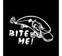 JIFENLI Pegatinas Para Automóviles 12.7Cmx8.2Cm Bite Me Crank Bait Decal Tackle Pesca Outdoor Vinilo Pegatina Accesorios Balck Sliver