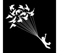 JIFENLI Pegatinas Para Automóviles 14.3Cmx14.1Cm Niño Pájaros Voladores Sueño Decoración Pegatinas Accesorios Negro/Plata