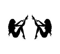 JIFENLI Pegatinas Para Automóviles 14.5X8Cm Glamorous Sexy Girl Car Stickers Fun Motorcycles Negro/Plata