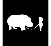 JIFENLI Pegatinas Para Automóviles 15.6Cmx7.2Cm Chica Divertida Caminando Un Hipopótamo Gráfico Balck Astillas