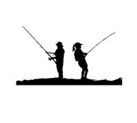 JIFENLI Pegatinas Para Automóviles 15Cmx8.4Cm Hombre Mujeres Escena Pesca Divertida Decoración De Vinilo Calcomanías Pegatina De Coche Negro Plata