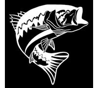 JIFENLI Pegatinas Para Automóviles 15X15.3Cm Big Mouth Bass Fish Pesca Natación Salto Arte Arte Vinilo Pegatina Negro/Plata