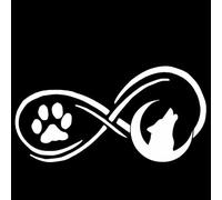JIFENLI Pegatinas Para Automóviles 17.4Cmx8.3Cm Lobo Y Huellas De Perro Vinilo Parachoques Decorativo Accesorios Decorativos Negro/Plata