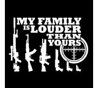 JIFENLI Pegatinas Para Automóviles Vinilo Gun My Family Is Louder Than Yours De 14.4Cmx9.7Cm