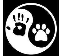 JIFENLI Pegatinas para Coches 10 * 10CM Yin Y Yang Gato Huellas De Perro Impresión De Palma Calcomanías De Cuaderno Personalidad Ventana Decoración De Vidrio Pegatina De Coche