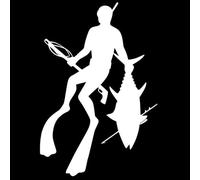 JIFENLI Pegatinas para Coches 11,4 CM * 16,9 CM Pesca Submarina Fusil de buceo Cinturón de peso Snorkel Calcomanía de vinilo Pegatina de coche Negro/Plata