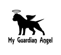 JIFENLI Pegatinas para Coches 14.2X11.1CM Mi Ángel de la Guarda Pitbull Pegatina Coche Calcomanía Vinilo Pit Bull American Bully Dog Negro/Plata