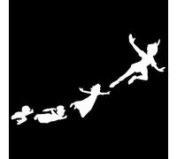 JIFENLI Pegatinas para Coches 17,1 cm * 10 cm Peter Pan & Gang Flying Fashion Car-Styling Pegatinas Calcomanías Negro/Plata