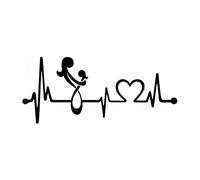 JIFENLI Pegatinas para Coches 20,4 cm * 8,9 cm Mamá Ama a la Hija Latido del Corazón Lifeline Pegatina Coche Motocicleta Negro/Plata