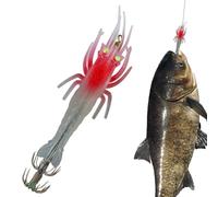Jig De Calamar En Agua Salada,Aparejo de Multianzuelo Suave y Realista para Calamar - Cebo Artificial de Gambas y Langostinos - para Principiantes y Padres Maridos y Aficionados Muelle Orilla Kayak y