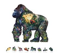 Jigfoxy Gorilla - Rompecabezas de madera para adultos, rompecabezas único con forma de animal de 240 piezas, juego relajante para el cerebro, regalo creativo en caja premium (13.4 x 12.8 pulgadas)