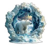 Jigfoxy Puzle de madera para adultos, Oso polar, Rompecabezas de madera único, 34cm x 34cm, 265 piezas