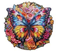 Jigfoxy Puzzle de madera para adultos, mariposas y flores, rompecabezas de madera para adultos y niños, juguete educativo único en forma de animal para amigos de la familia L-34 x 33,3 cm - 300 piezas