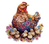 Jigfoxy Puzzle de madera para adultos, pollos y polluelos, rompecabezas de madera para adultos y niños, juguete educativo único en forma de animal para amigos de la familia L-31,6 x 34 cm, 250 piezas