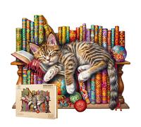 Jigfoxy Puzzle de madera para adultos, rompecabezas de madera con gato tigre para adultos, rompecabezas de madera, juguete educativo único en forma de animal para amigos de la familia L-34 * 29cm-280
