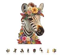 Jigfoxy Rompecabezas de madera de cebra floral para adultos, rompecabezas único con forma de animal de 190 piezas, juego relajante para el cerebro, regalo creativo en caja premium (13.4 x 8.9 pulgadas
