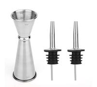 Jigger Coctelería, Bar Jigger Cócteles 2oz 1oz Acero Inoxidable Jiggers Doble Japonés Medidor de Bebidas con Vertedores Herramienta para Barman con Medidas en el Interior