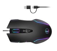 Jiggler de computadora retroiluminado con cable de 7200 DPI, ajuste USB C, USB A, 2 puertos para PC, laptop, tabletas, juegos con jiggler