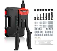 JiGiU 13'' Remachadora de Tuercas con 110 Tuercas M3 M4 M5 M6 M8 M10 M12 Juego de Alicates para Remachar 7 Mandriles Intercambiables para Automoción, Componentes Metálicos, Construcción