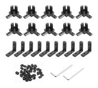 JiGiU 20 conectores de perfil de aluminio 2020, color negro, incluye 10 soportes de esquina de 3 vías + 10 unidades en forma de L para perfil de extrusión de aluminio de 20 x 20, ranura de 6 mm con