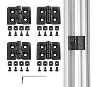 JiGiU 4 bisagras M4 para 2020, perfil de aluminio, ranura de 6 mm, bisagra plegable de aleación de zinc, incluye tornillos de ranura, perfil de aluminio, bisagra flexible para impresora 3D DIY (negro)