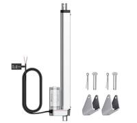 JiGiU Actuador Lineal Heavy Duty 330lbs/1500N, 12V 300mm, 10mm/s Actuadores de Movimiento Lineal con Soportes de Montaje IP65 para Coche RV Puerta Eléctrica Maquinaria Industrial Recipientes-Plata