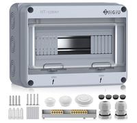 JiGiU Caja de Distribución de 12 Módulos, Caja de Fusibles Empotrada IP65, Carcasa Impermeable y Resistente a la Humedad Material ABSpara para Jardines, Columnas de Carga (255 * 200 * 110mm)