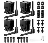 JiGiU Conector articulado en ángulo negro para 2020, perfil de aluminio de 6 mm, ranura ajustable, articulación con palanca de sujeción, articulación giratoria para impresora 3D, perfil de extrusión