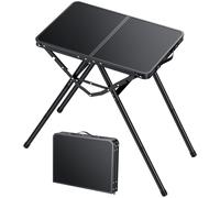JiGiU Mesa de Caming Plegable Mesa Pinic Portátil 60x40x24.5/47.7/71cm Aleación de Aluminio con Asa de Transporte para Exteriores Interior Senderismo Barbacoa Playa (Negro, 80KG Carga)