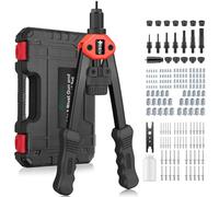 JiGiU Remachadora de Tuerca y Pistola de Remachador 2 en 1, Juego de Alicates para Remachar con M3 M4 M5 M6 M8 M10 M12 y 5 Cabezas Remachables 3.2 4.0 4.8 6.0 6.4mm con 110 Tuercas y 50 Remaches